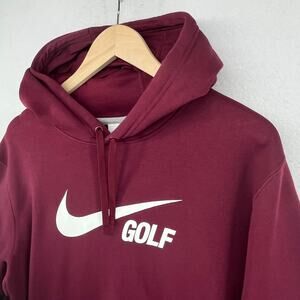 NIKE Hoodie Mens XL GOLF Sportswear Club Fleece Swoosh Sweatshirt Pullover Red